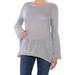 CALVIN KLEIN Womens Gray Glitter Bell Sleeve Jewel Neck Top Size: M