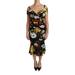 Dolce & Gabbana Black Silk Stretch Sheath Floral Gown Dress