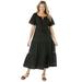 Woman Within Women's Plus Size Crochet Trim Tassel-Tie Dress