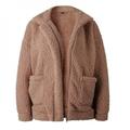 Final Clear Out!Women Loose Lapel Lapel Jacket Coat Long Sleeve Autumn Winter Warm Zipper Plush Outwear
