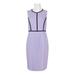 Evan Picone Crew Neck Piping Detail Sleeveless Zipper Back Crepe Dress-LILAC BLACK