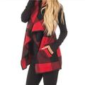 2018 Hot Fashion Womens Collar Waistcoat Plaid Jacket Duster Coats Ladies Outwear Loose Cardigan Ladies Jacket