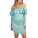 Women's Pregnant Maternity Dress Off Shoulder Ruffle Long Sleeve Bodycon Dresses for Baby Shower Party Pencil Midi Dress