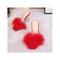 Wazshop Womens Sandals Faux Fluffy High Heels Sandals Transparent PVC Slip On Sexy Shoes Wedding Party Summer Shoes