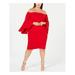 CALVIN KLEIN Womens Red Bell Sleeve Off Shoulder Knee Length Formal Dress Size 24W