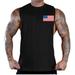 Men's Chest USA Flag Black Deep Cut T-Shirt Tank Top Small Black