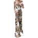 Women Boho Long Maxi Party Dress Sleeveless Floral Beach Sundress Sexy Deep V Neck Evening Party Dress