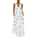 Summer Beach Kaftan Long Maxi Dresses for Women Casual Loose Baggy Sleeveless Dress Party Holiday Pocket Tank Dress Ladies Boho Full Length Sundress