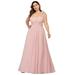 Ever-Pretty Women's Elegant One Shoulder Formal Long Wedding Guest Dress Plus Size 97682 Pink US16