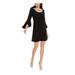 JBS LIMITED Womens Black Embellished Cut Out Solid Bell Sleeve Scoop Neck Above The Knee Shift Dress Size M
