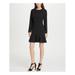 DKNY Womens Black Ruffled Long Sleeve Crew Neck Short Fit + Flare Party Dress Size 2