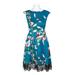 Donna Ricco Boat Neck Sleeveless Zipper Back A-Line Floral Scuba Dress-TEAL MULTI