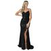 Amelia Couture Womens Black Corset Back Sequin Wrap Maxi Dress