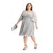 SLNY Womens Silver Embellished Sheer Shimmering Overlay Sleeveless V Neck Knee Length Fit + Flare Party Dress Size 16W