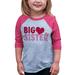 7 ate 9 Apparel Girl's Big Sister Happy Valentine's Day Small Pink Raglan