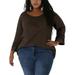 Women's Plus Size Kimono Raglan Sleeves Ruched Front Blouse Top