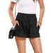 Sexy Dance Women Casual Summer Shorts Elastic Waist Beach Shorts Holiday Party Daily Office Work Classic Fit Shorts with Four Pockets Black XXXL(US 16-18)