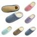 Women's Cozy Thread Cloth Organic Cotton House Slippers, Washable Flat Indoor Outdoor Slip on Shoes