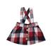 Multitrust baby girl summer skirt, check pattern button design overall skirt