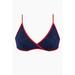 The Mazie Triangle Bikini Top - Navy/Red