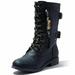 DailyShoes Women's Combat Booties Ankle Mid Calf Low Heel Lace Up Zip Pocket Buckles Boots Lineds Round Toe Lace-up Martin Knee High Exclusive Credit