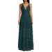 XSCAPE Womens Green Floral Lace Gown Sleeveless V Neck Full-Length Sheath Evening Dress Size 6