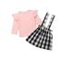 Newborn Kids Baby Girls Floral Striped Top T-shirt Romper Skirt Outfits Clothes Pink