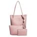 Zewfffr 3pcs/set Solid Color Shoulder Handbags Clutch Women Top-handle Totes (Pink)