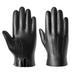 Yejaeka Men Winter Gloves Solid Color Touchscreen Gloves Leather Gloves