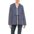 Urban Diction Women's Navy & White Utility Faux-Fur Lined Hooded Outwear Jacket