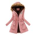 Women Winter Warm Plush Coat Long-sleeved Hooded Cotton Jacket Solid Color Light Down Tops