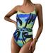 nomeni Women Gradient Print Push Up One-piece Bikinis Swimsuit Beachwear Swimwear