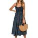 Womens Sundress Summer Wrap Sleeveless Polka Dot Midi Dress Casual Loose Swing