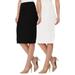Women's High Waist Stretch Pull On Casual Office Soft Pencil Midi Skirt (Pack of 2) Black-White L