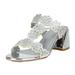 DREAM PAIRS Women's Fashion Chunky Block Heel Sandals Open Toe Slip On Casual Heel Slipper Shoes DUCHESS_02 SILVER Size 10