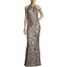 Betsy & Adam Womens Sequined Evening Sheath Dress