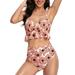 Baozhu Women Ladies Swimsuits Suits, Ruffle Floral Print Spaghetti Halter Bikini Briefs 2 Piece Beach Bathing Suits