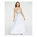 SAY YES TO THE PROM Womens White Embellished Sheer Spaghetti Strap Sweetheart Neckline Full-Length Formal Dress Size 13
