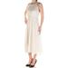 TOMMY HILFIGER Womens Ivory Gold Metallic Striped Midi Empire Waist Dress Size: 10