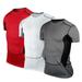 Adarl Men's 3 Pack Compression Base Layer Tight Short Sleeve Sports Tops T-Shirt (Red/White/Gray)