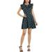 Allegra K Women's Dots Print Self Tie Neck Sleeveless Ruffled A-line Dress