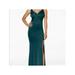 EMERALD SUNDAE Womens Green Zippered Sleeveless V Neck Full-Length Mermaid Formal Dress Size L