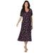 Woman Within Women's Plus Size Short Sleeve Knit Fit-And-Flare Dress