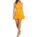 Allegra K Junior's Solid Color Ruffle Trim Sleeve V Neck Casual Dress