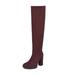 DREAM PAIRS Women's Fashion Over The Knee Chunky High Heel Thigh High Boots KATIA-3 BURGUNDY Size 9.5