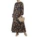 ZANZEA Womens Dresses O Neck Long Sleeve Kaftan Paisley Printed Maxi Muslim Dress