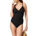 Calvin Klein Womens Liquid Shirred Tummy-Control One-Piece Swimsuit