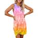 ZIYIXIN Women's Summer Sleeveless Colorful Print Beachwear Dress Short Mini Dress Casual Dress