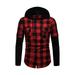 Autumn Winter Men Long Sleeve Hooded Pullover Sweatshirts Drawstring Button Up Blouse Tops Casual Slim Fit Color Block Pocket Hooded T Shirts Jumper