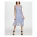 DKNY Womens Light Blue Solid Sleeveless V Neck Below The Knee Hi-Lo Dress Size 10